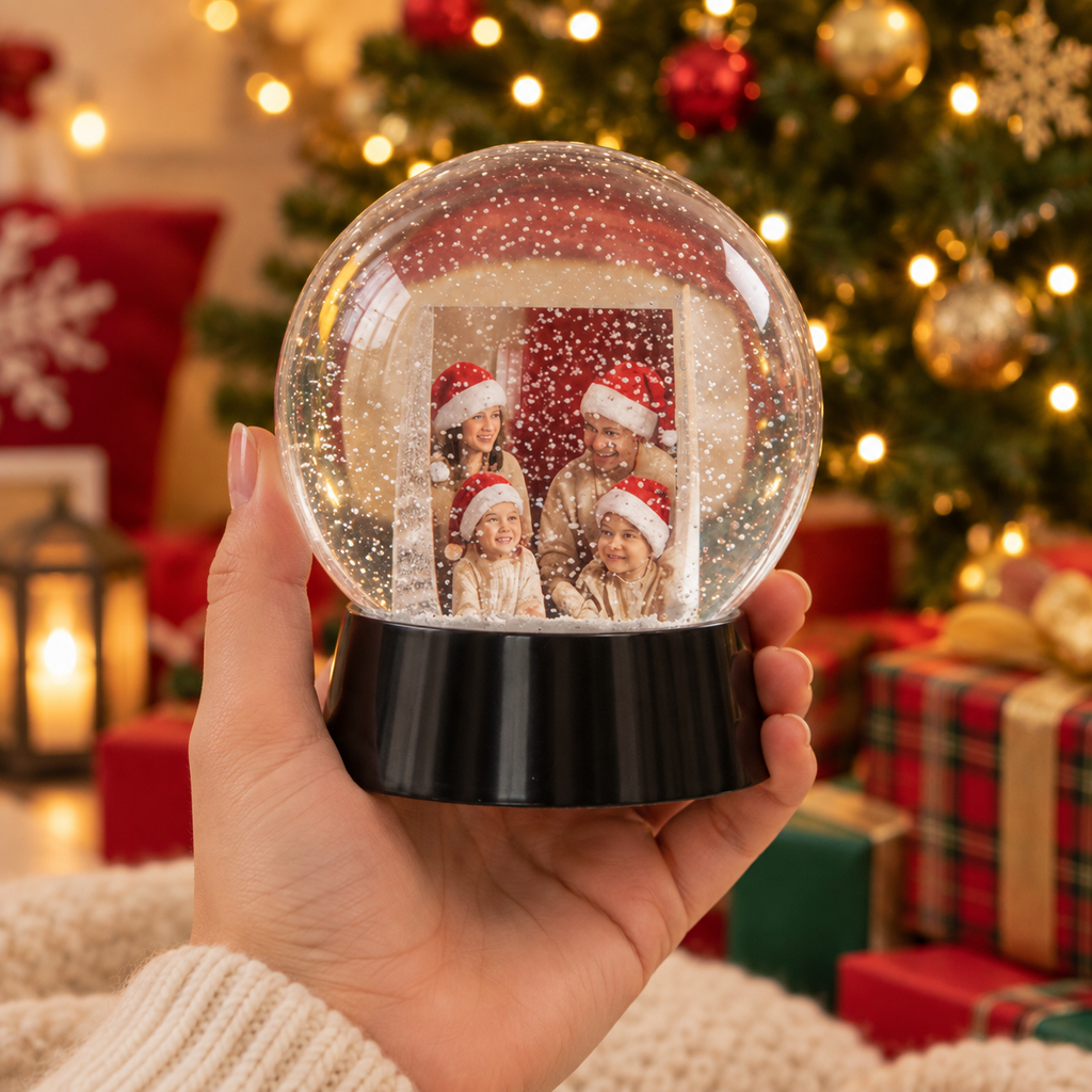 Personalized Photo Snow Globe – Custom Christmas Keepsake