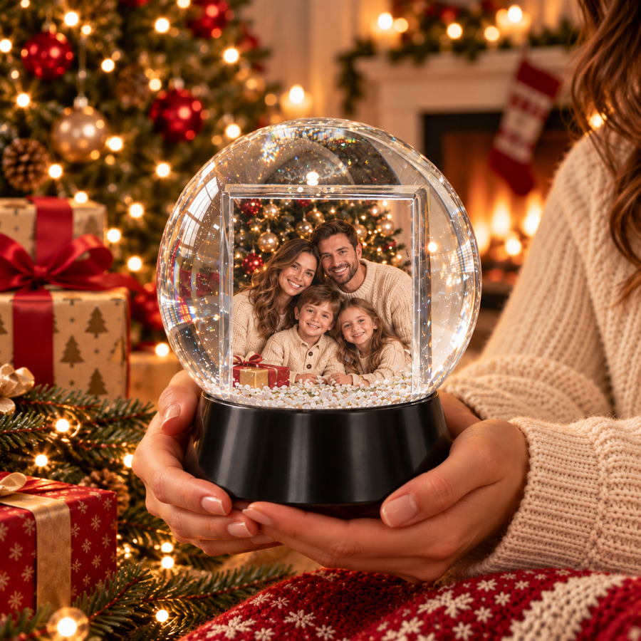 Personalized Photo Snow Globe – Custom Christmas Keepsake